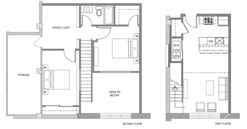 Floor plan for 2 beds, 1 bath, 1025 sqft